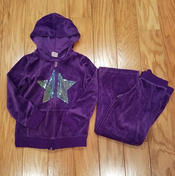 purple velour sweatsuit